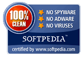 100% CLEAN report award granted by Softpedia